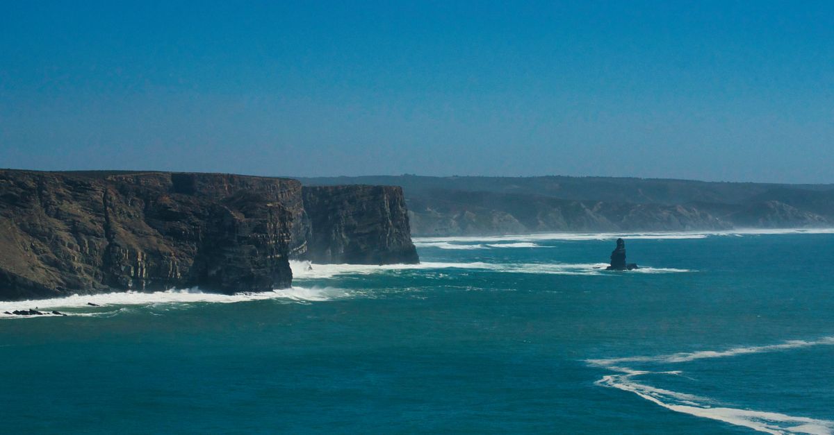 Coastal road in the Algarve with a view of the sea