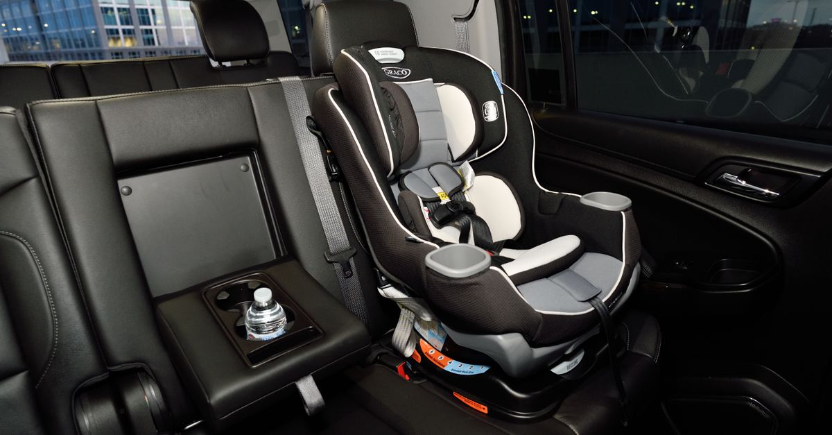 Child seat on the rear bench of a car